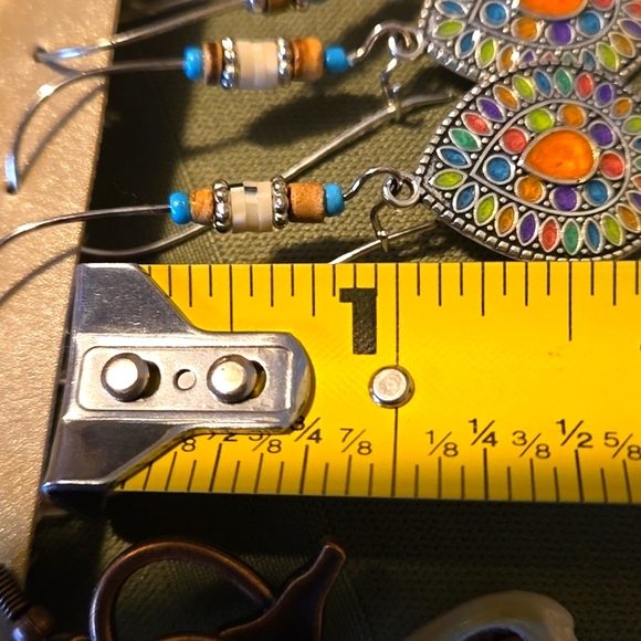 Southwestern Earring 6 pair Set - Turquoise Inlaid Studs & Dangles - Picture 5 of 6